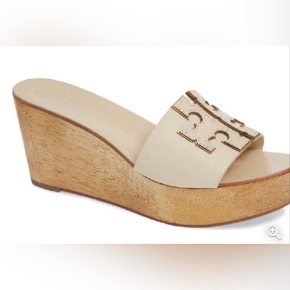 NWT authentic luxury summer spring beach Tory Burch Ines 80MM wedge slide/sandal - Picture 5 of 17